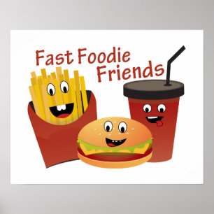Schnelle Feinschmecker-Freunde lächeln Poster