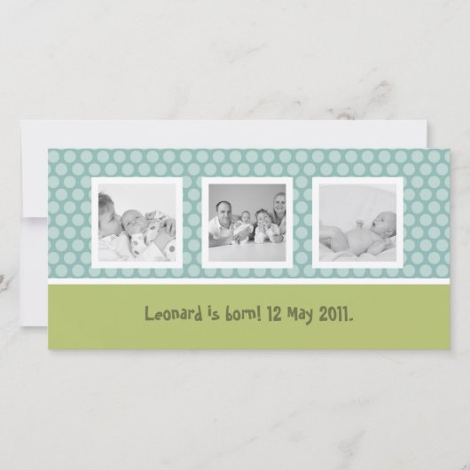 Schnelle Geburtsankündigung mit niedlichen Polka-P Ankündigung (Vorderseite)