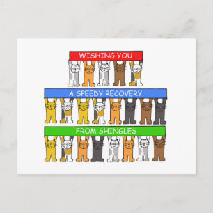 Schnelle Genesung von Gürtelrose, Cartoon-Katzen. Postkarte