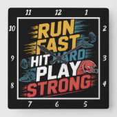 Schnelle Hit-Hard Play ausführen Quadratische Wanduhr (Vorderseite)