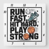 Schnelle Hit-Hard Play-Funktion Quadratische Wanduhr (Vorderseite)