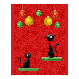 SCHNELLE KATZEN BEI WEIHNACHTEN POSTER