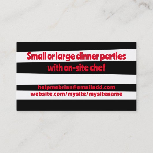 Schnelle Koch Retrostreifen-Visitenkarte Visitenkarte (Rückseite)