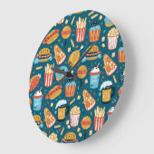 Schnelle Lebensmittelsymbole: Vintage Doodles Große Wanduhr (Winkel)