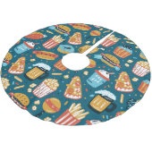 Schnelle Lebensmittelsymbole: Vintage Doodles Polyester Weihnachtsbaumdecke (Schrägansicht)