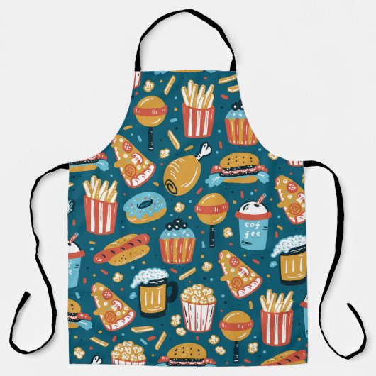 Schnelle Lebensmittelsymbole: Vintage Doodles Schürze (Vorderseite)