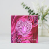 SCHNELLE LEBERHERZ AUF PINK FUCHSIA SILK CLOTH EINLADUNG (Stehend Vorderseite)