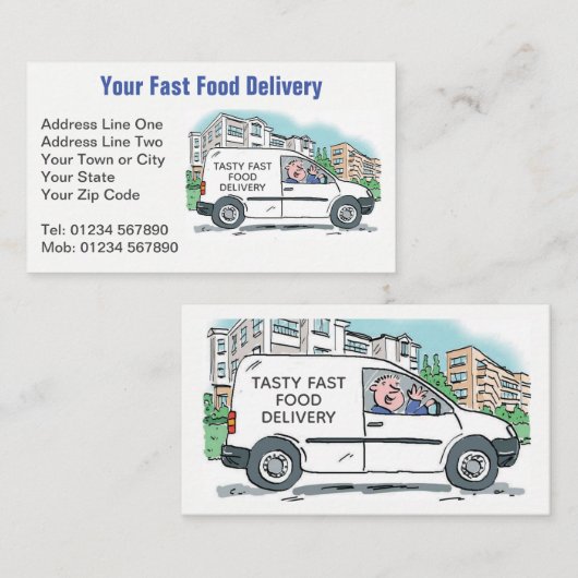Schnelle Lieferung von Lebensmitteln mit Name auf Visitenkarte (Vorne/Hinten)