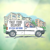 Schnelle Lieferung von Lebensmitteln mit Telefonnu Fensteraufkleber (Blatt 3)