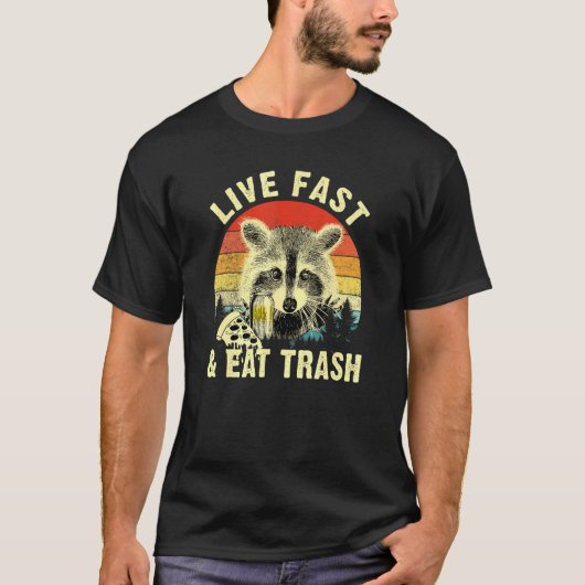 Schnelle Live-Mahlzeit Abfall Raccoon Camping oder T-Shirt (Vorderseite)