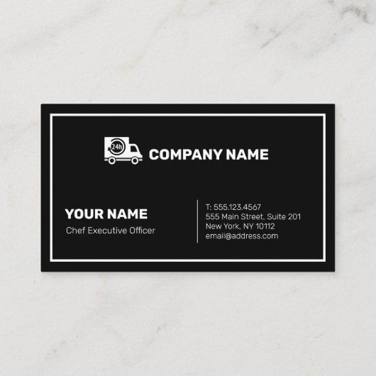 Schnelle, moderne Schwarz/Weiß-Beruflich Visitenkarte (Rückseite)