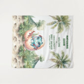 Schnelle Niedliche Dinosaurierdusche Hintergrund Wandteppich (Vorderseite (Horizontal))