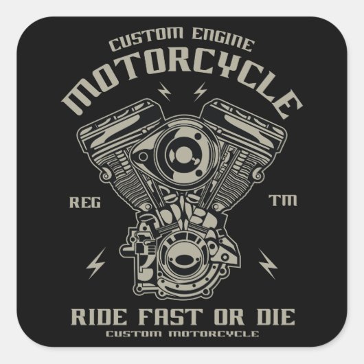 Schnelle oder Die Motorrad-Fahrt für kundenspezifi Quadratischer Aufkleber (Vorderseite)