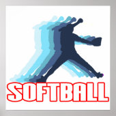Schnelle Pitch Softball-Silhouette Poster (Vorne)