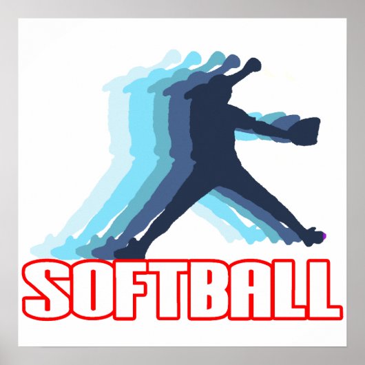 Schnelle Pitch Softball-Silhouette Poster (Vorne)