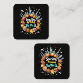 Schnelle Reise durch die Welt Quadratische Visitenkarte (Vorne/Hinten)