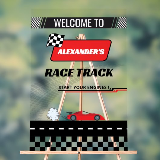 Schnelle Retro-Rennstrecke Rote Rennstrecke Junge Acrylschild (Neutral)