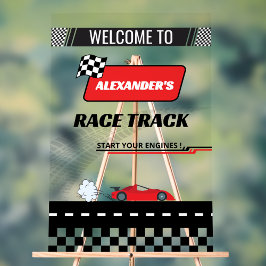 Schnelle Retro-Rennstrecke Rote Rennstrecke Junge  Acrylschild