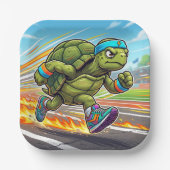 Schnelle Schildkröte Sprinter Athletischer Läufer Pappteller (Vorderseite)