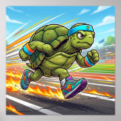 Schnelle Schildkröte Sprinter Athletischer Läufer Poster (Vorne)