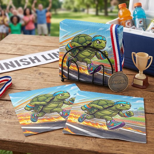 Schnelle Schildkröte Sprinter Athletischer Läufer Serviette