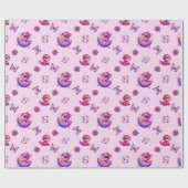 Schnelle Schläge Baby Pink Dinosaur Baby Dusche Geschenkpapier (Flach)