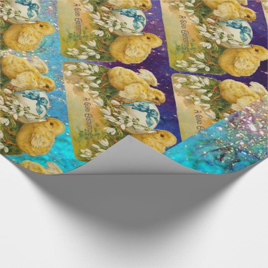 SCHNELLE, SCHNEE UND OSTERE EIER MIT BLAUEM BOW GESCHENKPAPIER (Ecke)