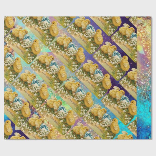 SCHNELLE, SCHNEE UND OSTERE EIER MIT BLAUEM BOW GESCHENKPAPIER (Flach)