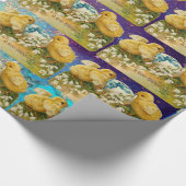 SCHNELLE, SCHNEE UND OSTERE EIER MIT BLAUEM BOW GESCHENKPAPIER (Ecke)