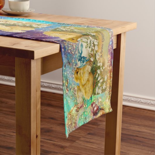 SCHNELLE, SCHNEE UND OSTERE EIER MIT BLAUEM BOW KURZER TISCHLÄUFER (Beispiel)