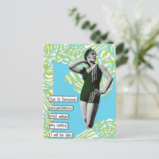 Schnelle Urlaub Postkarte Ich werde zu spät sein (Stehend Vorderseite)