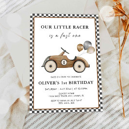 Schnelle, Vintage Rennwagen Boys 1. Geburtstag Einladung