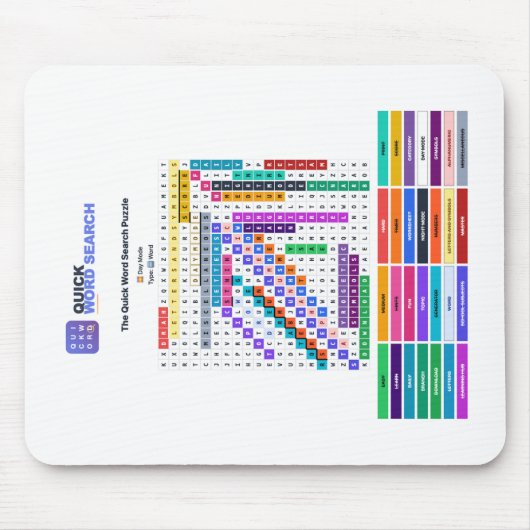Schnelle Wortsuche — Tagesmodus-Mauspad Mousepad (Vorne)