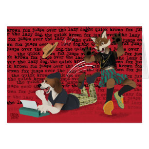 Schneller BrownFox springt über faulen Hund