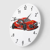 Schneller Cartoon | Extremrennen |Farbe wählen Große Wanduhr (Winkel)