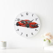 Schneller Cartoon | Extremrennen |Farbe wählen Große Wanduhr (Zuhause)