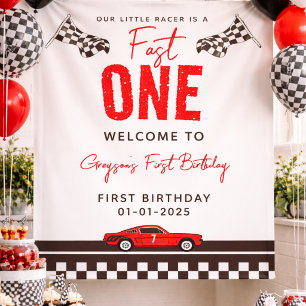 Schneller Eins Rennwagen 1. Geburtstag Banner