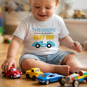 Schneller Eins Rennwagen 1. Geburtstagsfeier Baby T-shirt