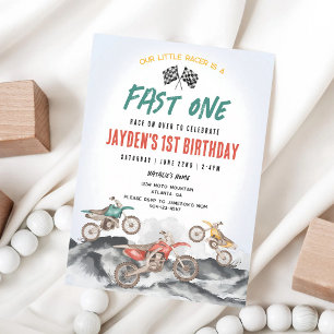 Schneller erster Geburtstag eines Dirtbike-Jungen Einladung