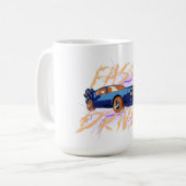 SCHNELLER FAHRER - blaue KAFFEETASSE (Vorderseite Links)
