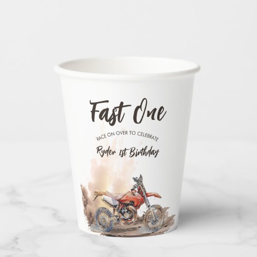 Schneller Kleiner Renner Erster Geburtstag Pappbecher (Vorderseite)