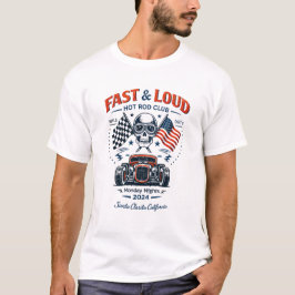 Schneller & Lauter Hot Rod Club Totenkopf-Renn-Gra T-Shirt