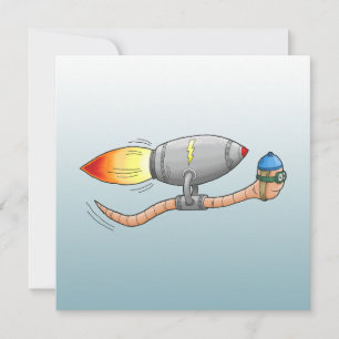 Schneller Raketenwurm-Geburtstagskarte Karte