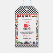 Schneller Rennwagen Junge 1. Geburtstagsfeier Geschenkanhänger (Vorderseite)