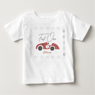 Schneller roter Rennwagen Junge 1. Geburtstag Baby T-shirt