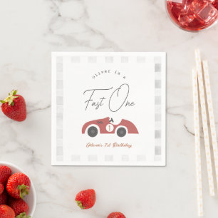 Schneller roter Rennwagen Junge 1. Geburtstag Serviette