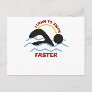 Schneller schwimmen lernen - Cooles Schwimmerdesig Postkarte