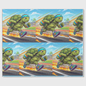 Schneller Turtle Sprinter Athletischer Läufer Geschenkpapier (Flach)