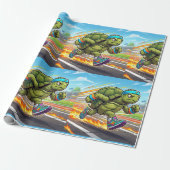 Schneller Turtle Sprinter Athletischer Läufer Geschenkpapier (Ungerollt)