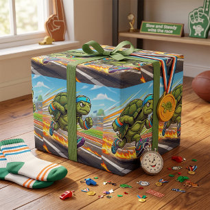 Schneller Turtle Sprinter Athletischer Läufer Geschenkpapier
